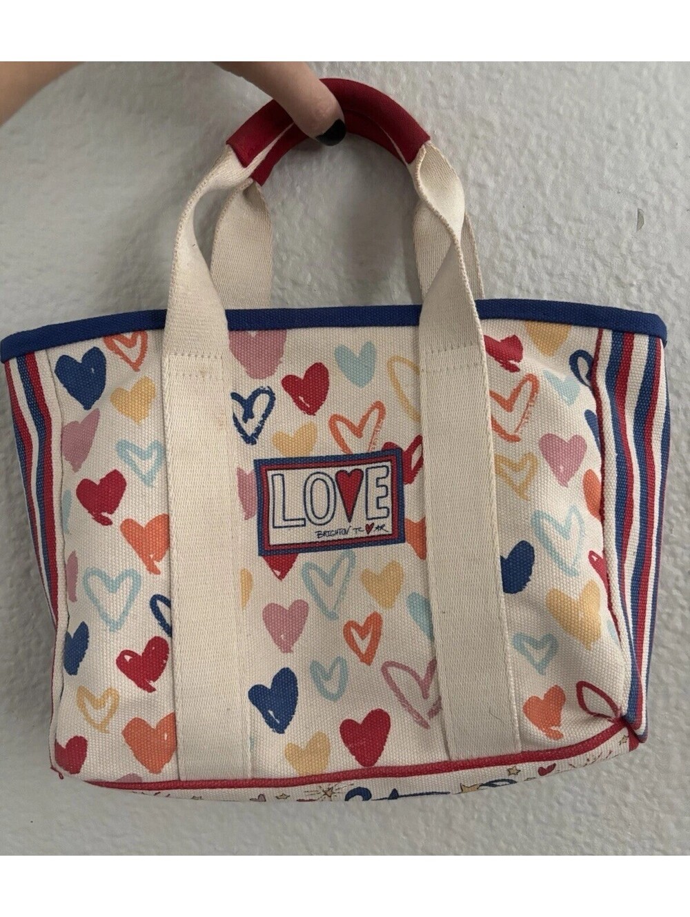 BRIGHTON LOVE RED WHITE & YOU CANVAS TOTE PURSE BAG HEART PRINT [COPY]